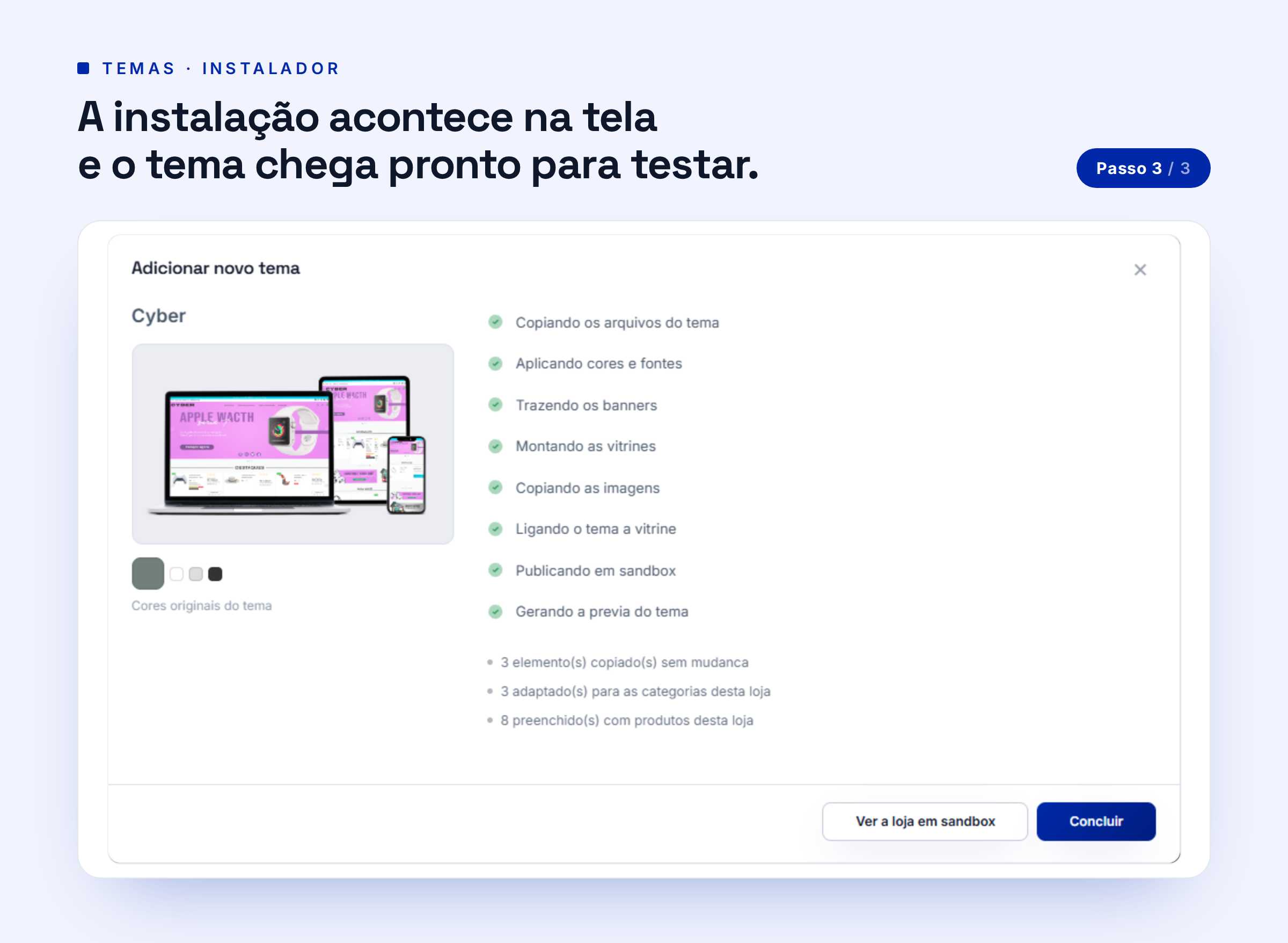 Tela original da plataforma Net Agência: Instalador de temas no painel