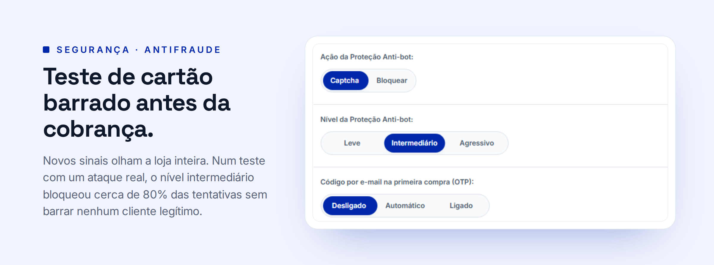 Configuração dos níveis de antifraude — Net Agência